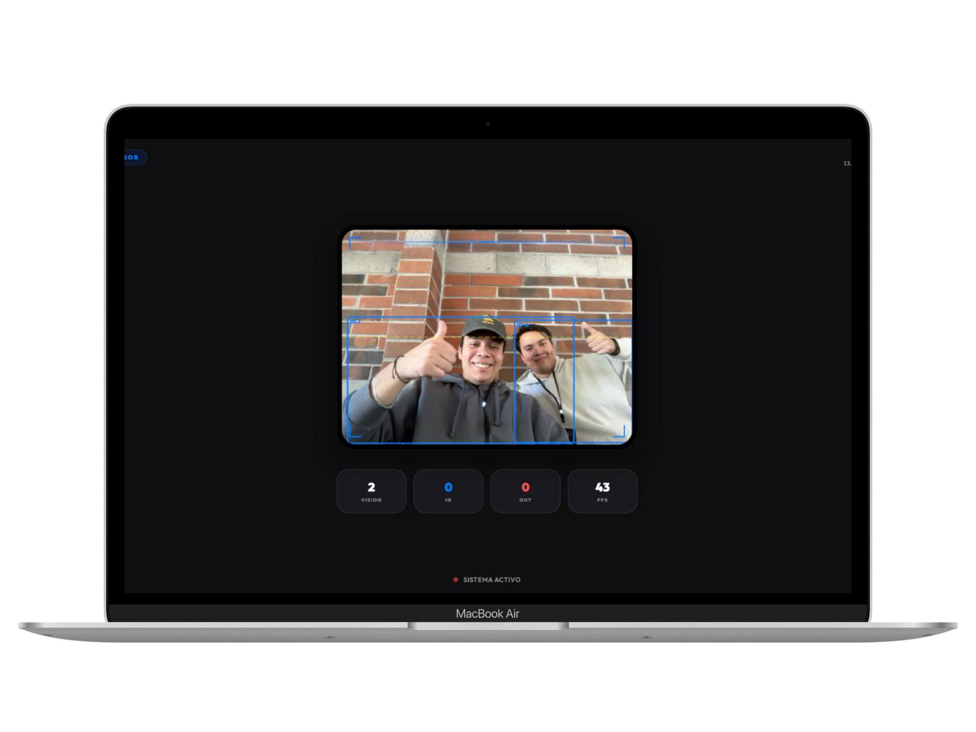 MacBook Air displaying Convision Smart Sensor Mode interface